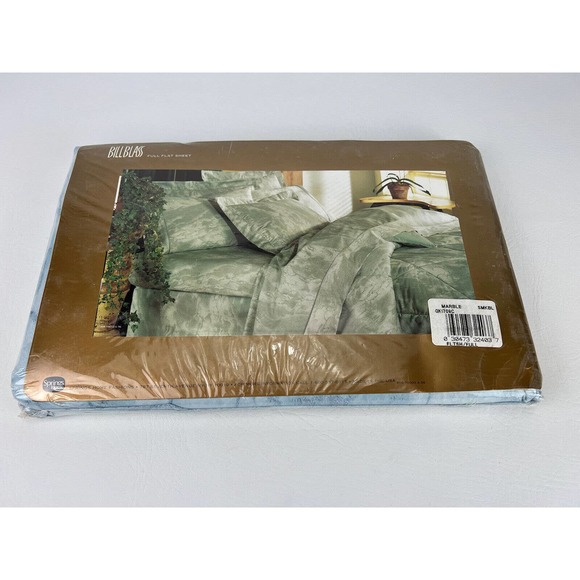 Vintage Spring Home Bill Blass Full Flat Sheet Blue Marble Print - Picture 6 of 7